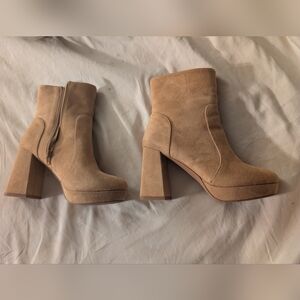Elegant Tan Block Heel Boots